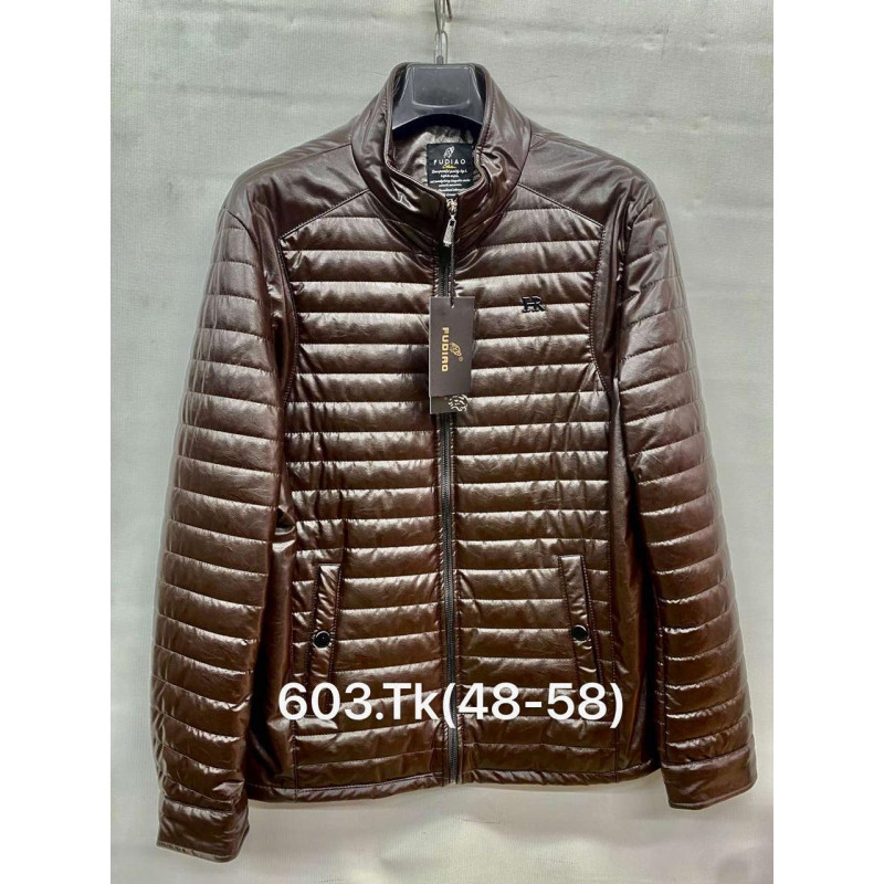 Куртка мужская Fudiao из экокожи , Коричневый, 4XL