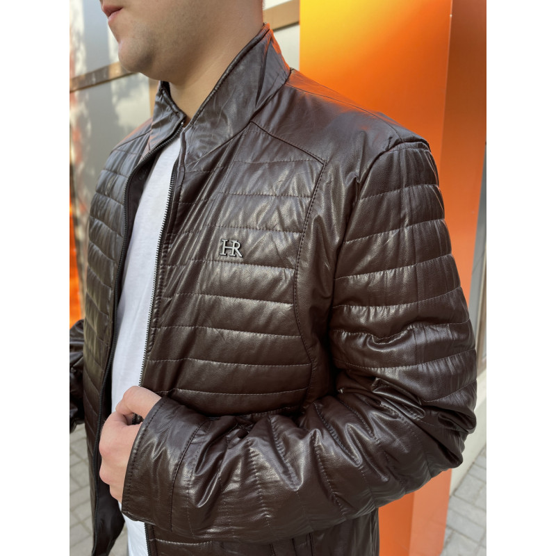 Куртка мужская Fudiao из экокожи , Коричневый, XL