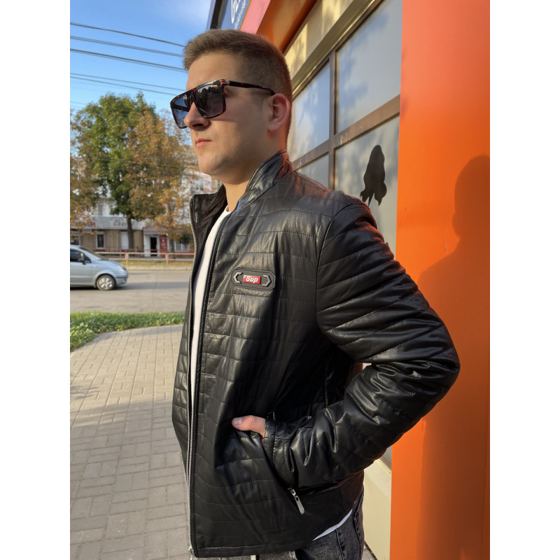 Куртка мужская Fudiao из экокожи 48-56 , Черный, 4XL