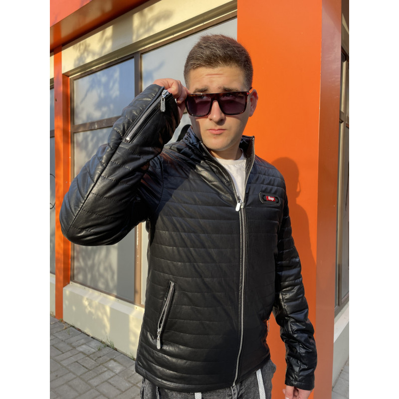 Куртка мужская Fudiao из экокожи 48-56 , Черный, XXXL