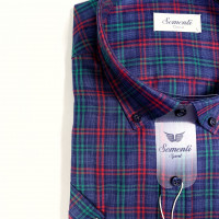 Рубашка мужская Sementi в клетку с коротким рукавом , S, Синий