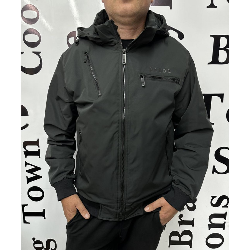 Куртка мужская демисезонная BIHOR большие размеры 54-64 р-ра , Серый,  8XL