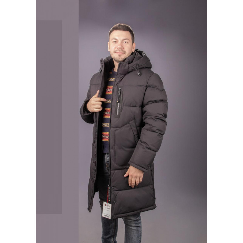 Куртка зимняя Kings Wind длинная мужская , Черный,XXXL