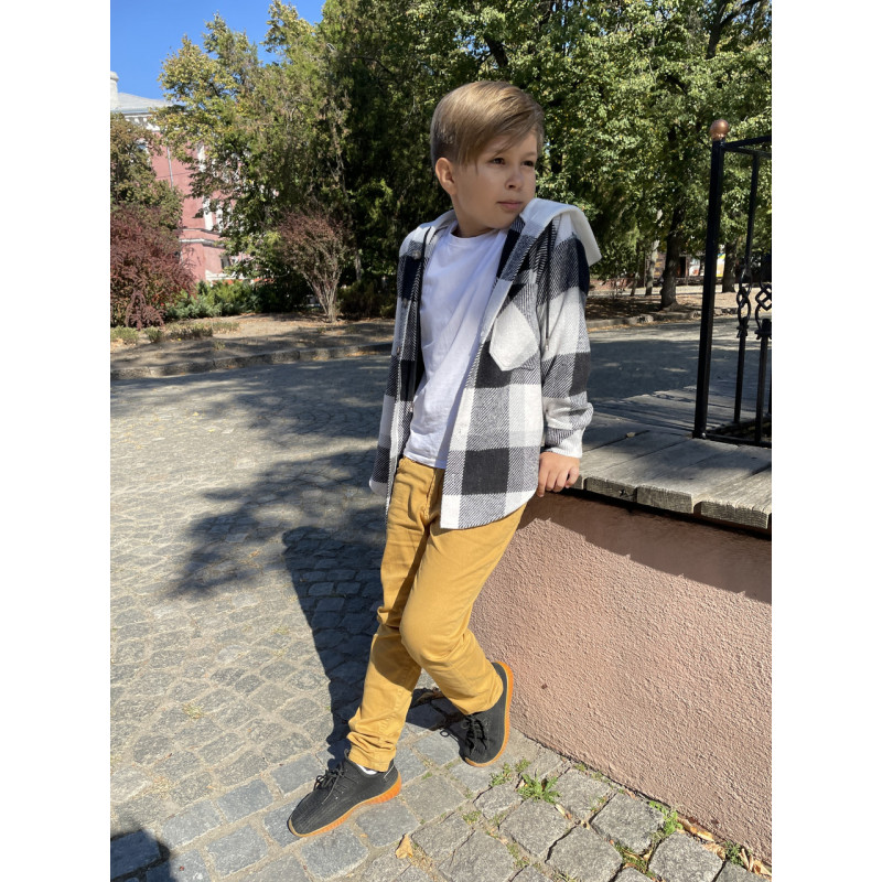 Теплая молодежная кашемировая рубашка оверсайз с капюшоном, Турция,Белый, 158