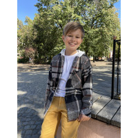 Теплая молодежная кашемировая рубашка оверсайз с капюшоном, Турция,Черный, 134