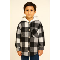 Теплая молодежная кашемировая рубашка оверсайз с капюшоном, Турция,Белый, 158