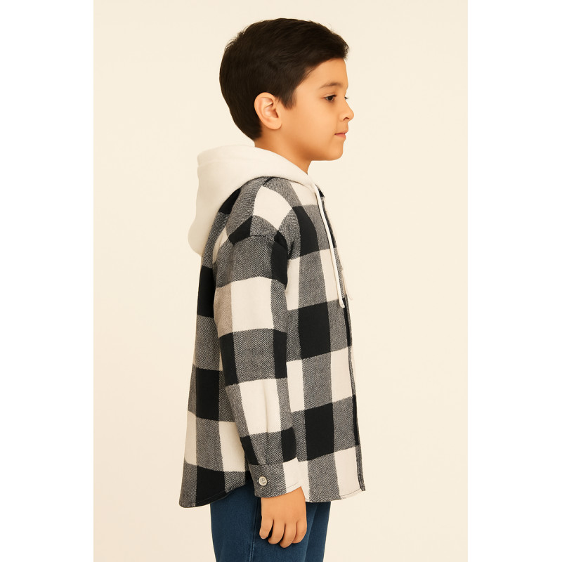 Теплая молодежная кашемировая рубашка оверсайз с капюшоном, Турция,Белый, 158