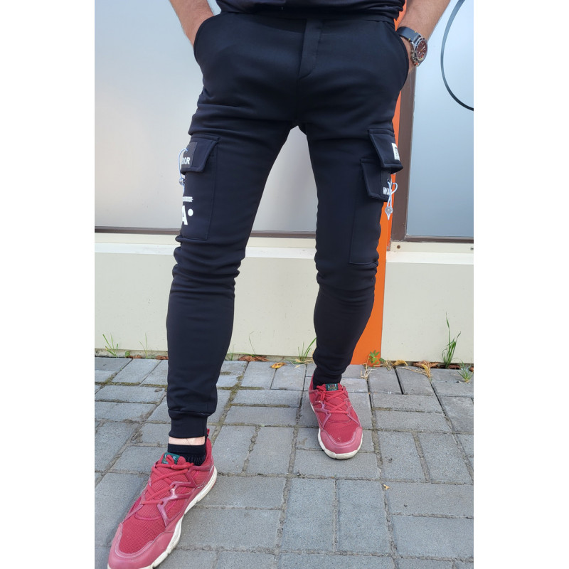 Джогеры Panda карго теплые для подростка 10-16 лет арт.1678-2, Черный, 158