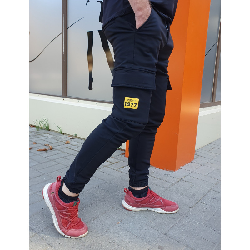 Джогеры Panda карго теплые для подростка 11-17 лет арт.1678, Черный, 176