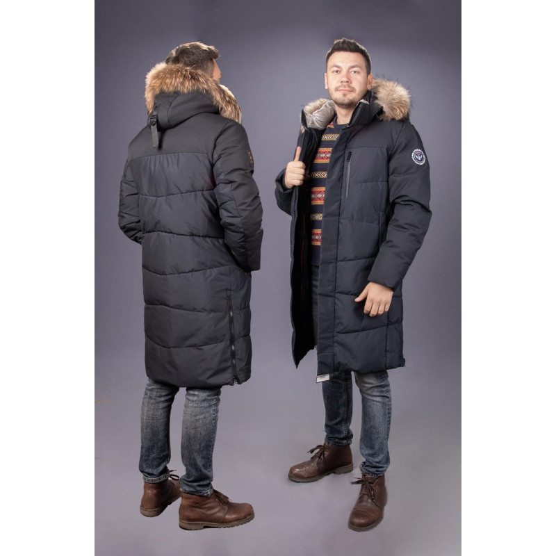 Куртка зимняя Zaka длинная мужская 46-56 , Темно-синий,4XL