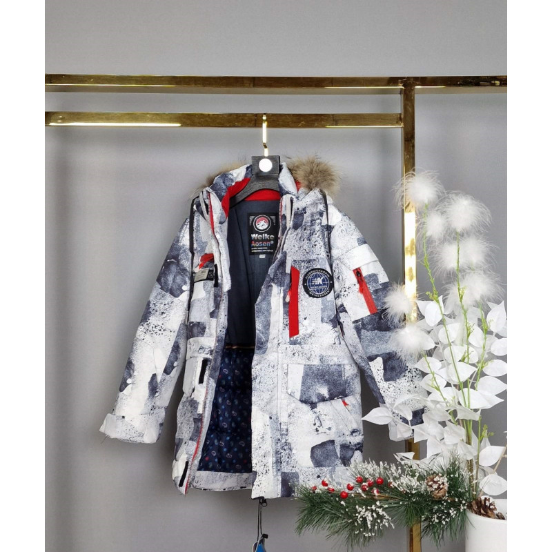 Куртка зима WKAS для мальчика 4-8 лет арт.1684, Белый, 128