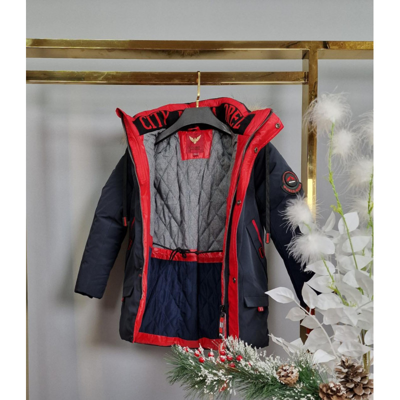 Куртка зима Lys-Orel для мальчика 6-10 лет арт.1686, Синій, 140