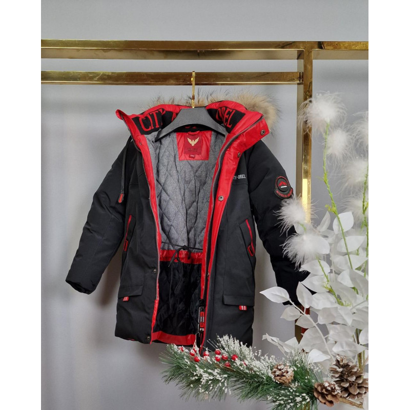 Куртка зима Lys-Orel для мальчика 6-10 лет арт.1686, Темно-зеленый, 134