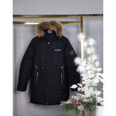 Куртка зима Lys-Orel для мальчика 10-17 лет арт.1708, Черный, 146
