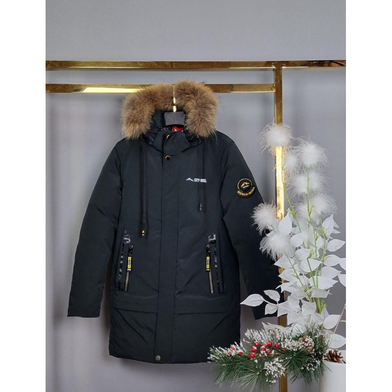 Куртка зима Lys-Orel для мальчика 10-17 лет арт.1708, Черный, 146