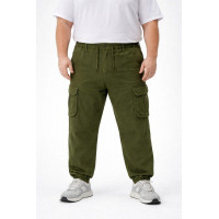 Джоггеры штаны карго Iteno мужские зимние с манжетом, теплые, коттон с флисом, Турция,40, Хаки