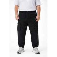 Джоггеры штаны карго Iteno мужские зимние с манжетом, теплые, коттон с флисом, Турция,40, Черный