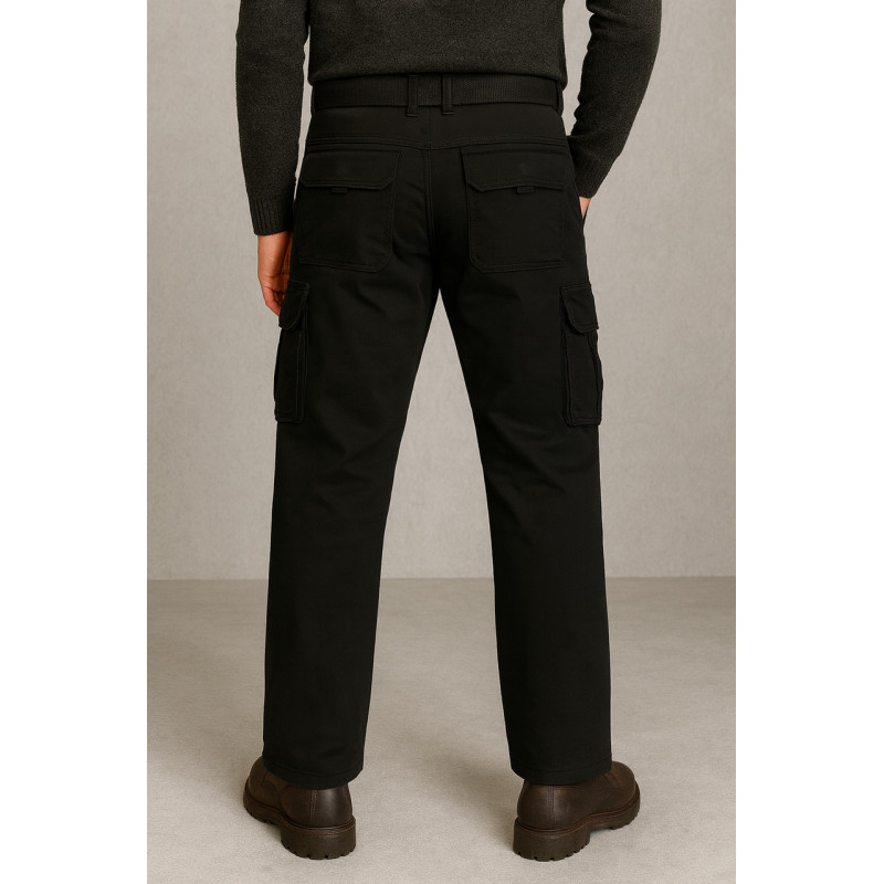 Штаны карго мужские зимние Iteno (Tophero) с флисом, 6 карманов, прямые хлопковые,34, Черный