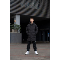 Куртка зимняя Bihor для мальчика 9-16 лет длинная, Черный, 140