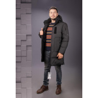 Куртка зимняя Bihor длинная мужская  , Черный,4XL, 56
