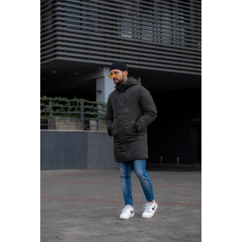 Куртка зимова Bihor довга чоловіча , Хакі,M, 46