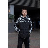 Куртка зимняя Bihor для мальчика 9-16 лет , Черный с белым, 164