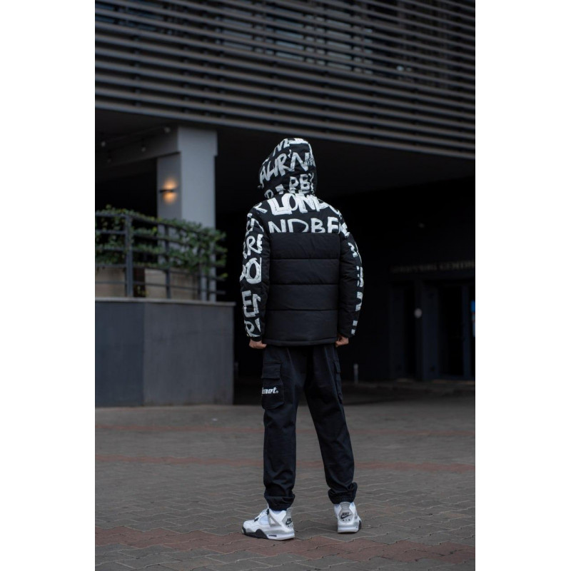 Куртка зимняя Bihor для мальчика 9-16 лет , Черный с белым, 164