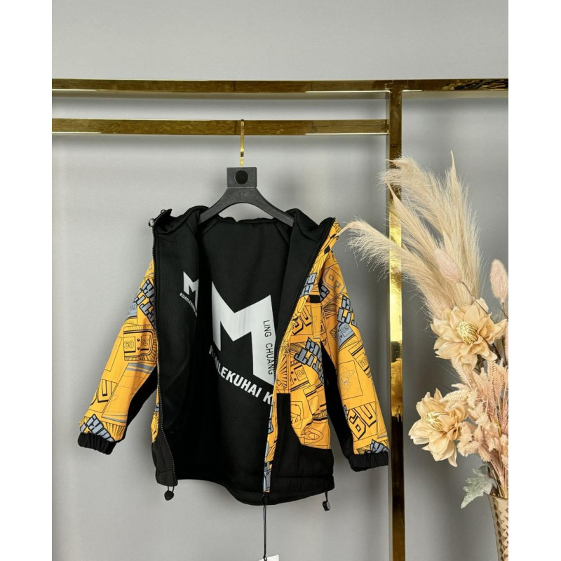 Куртка двухсторонняя Kuhai для мальчика 8-11 лет  , Желтый,  146