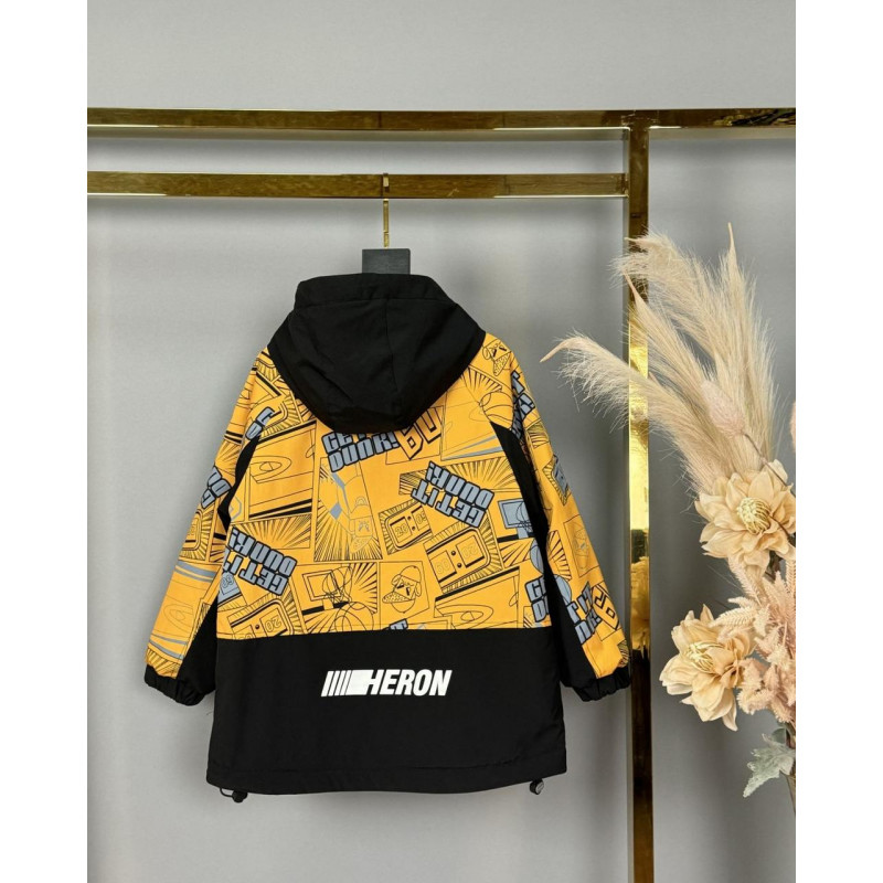 Куртка двухсторонняя Kuhai для мальчика 8-11 лет  , Желтый,  146