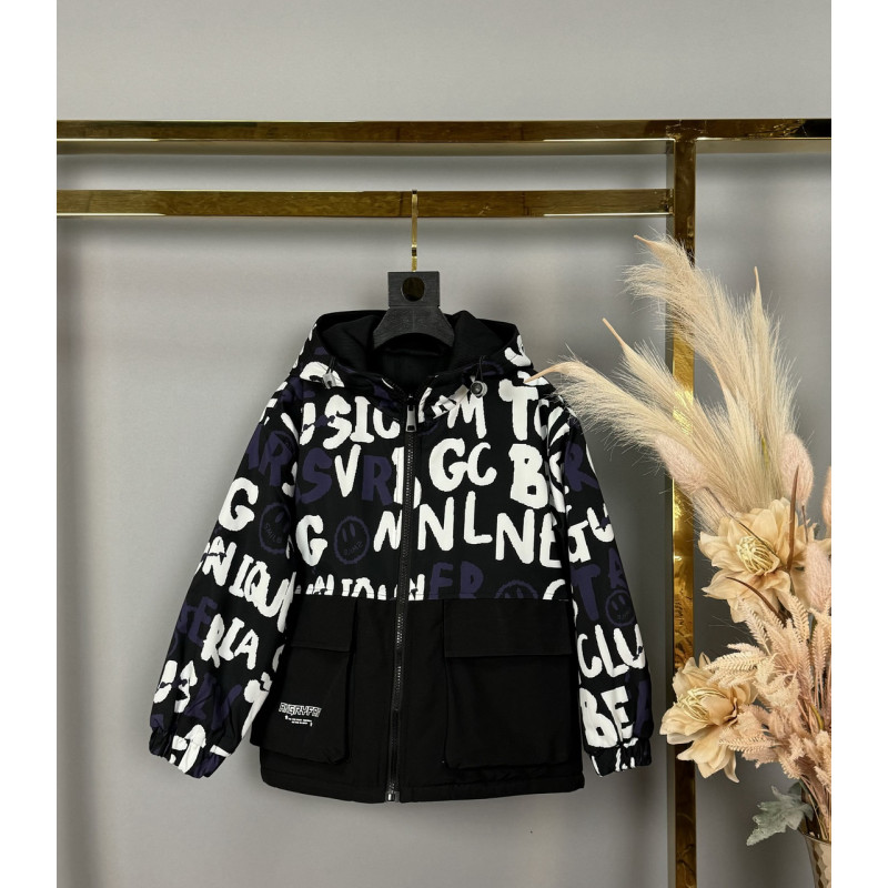 Куртка двухсторонняя JinJin для мальчика 8-11 лет  , Белый,  134