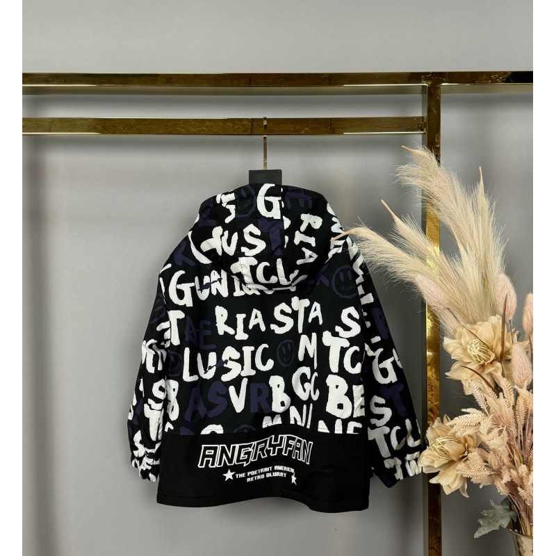 Куртка двухсторонняя JinJin для мальчика 8-11 лет  , Черный,  146