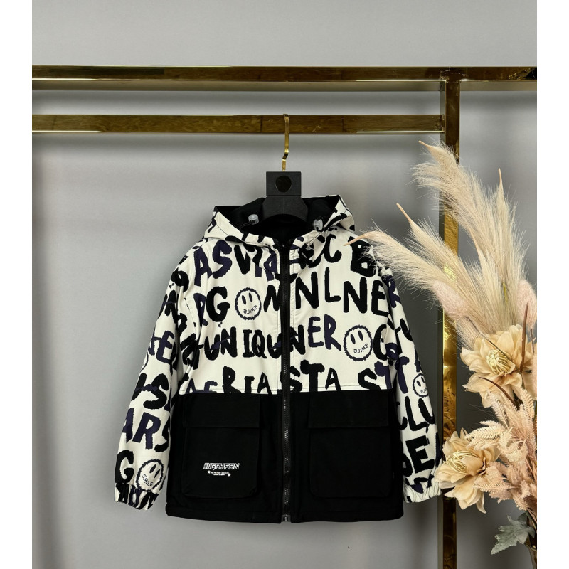 Куртка двухсторонняя JinJin для мальчика 8-11 лет  , Черный,  146