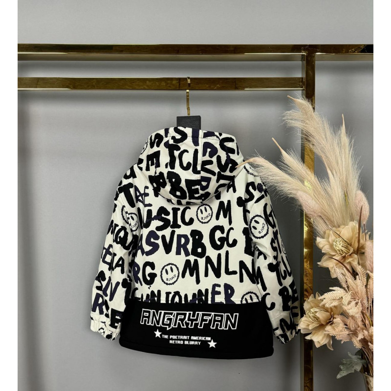 Куртка двухсторонняя JinJin для мальчика 8-11 лет  , Белый,  134