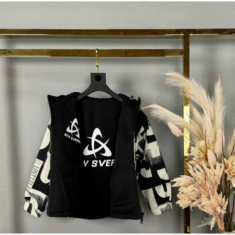 Куртка JinJin двухсторонняя  для мальчика 8-11 лет  , Бежевый,  134