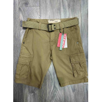 Мужские шорты карго ITENO летние, с ремнём, хлопок, накладные карманы , 31, Мокко