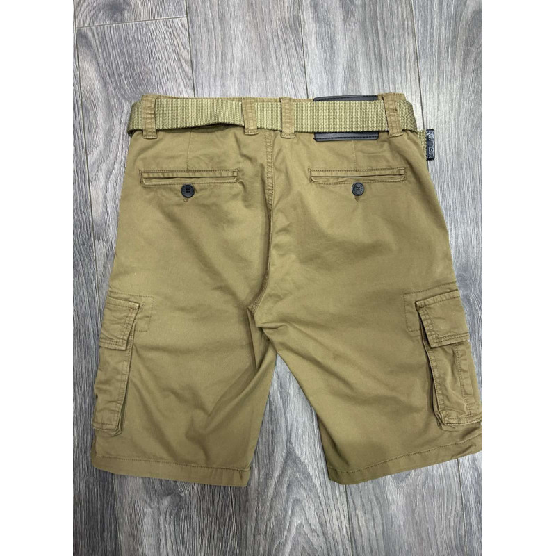 Мужские шорты карго ITENO летние, с ремнём, хлопок, накладные карманы , 36, Мокко