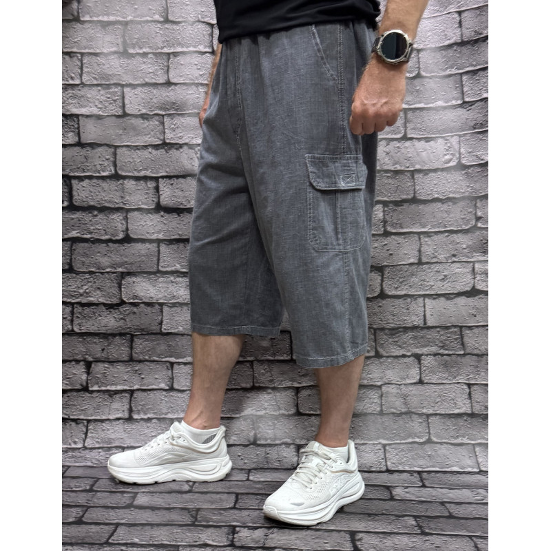 Бриджи шорты мужские Ao Long Лен большие размеры 3Xl-7XL , Графит, 4XL