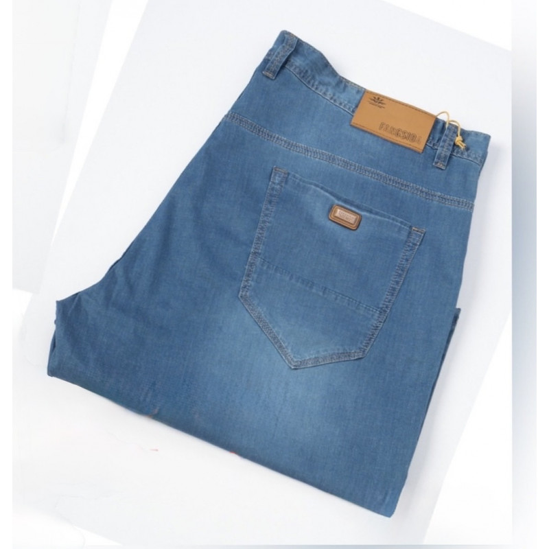 Мужские джинсовые шорты большого размера Fangsida, облегчённый коттон, тянутся , 46, Синий