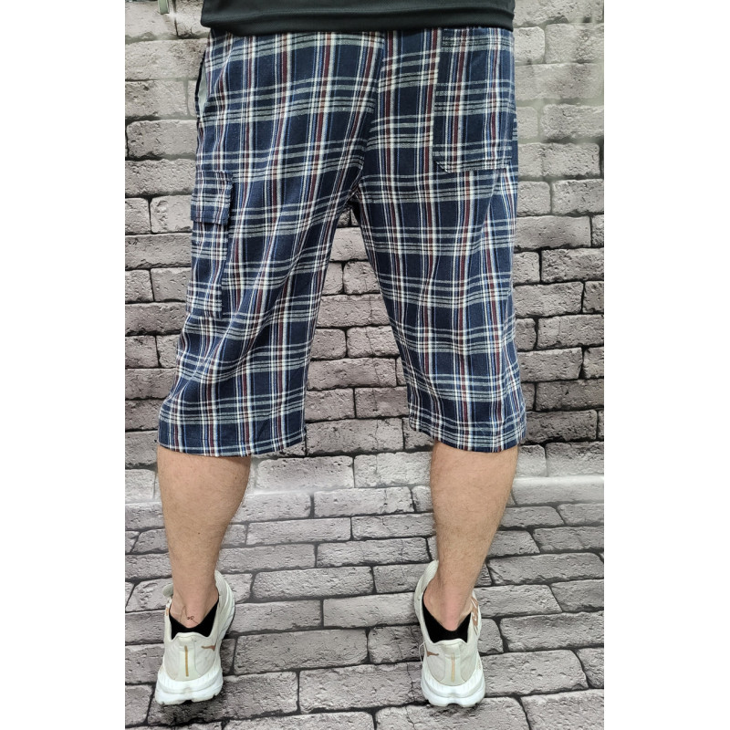 Бриджи шорты Ao Long мужские  Клетка большие размеры 2Xl-6XL  , Темно-синий, 4XL