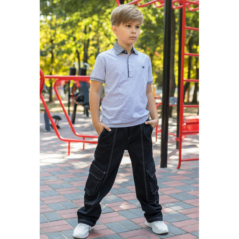 Джинсы багги  карго Altun широкие для мальчика 9-17 лет скейтеры , Черный 134