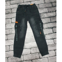 Джогеры джинсы карго для мальчика SEAGUL  5-11 лет , 140, Графит