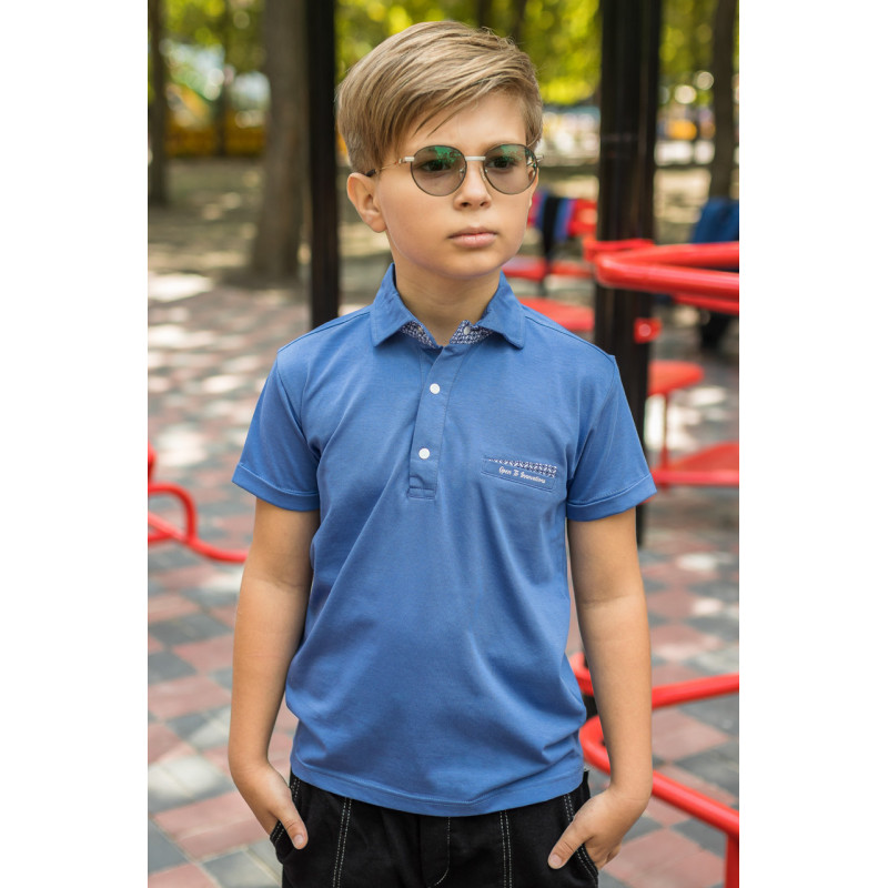 Футболка поло Blueland для мальчика 5-9 лет , 116, Голубой
