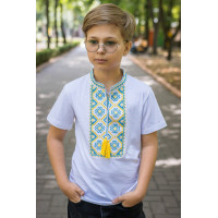 Вышиванка для мальчика 6-14 лет Kosar с коротким рукавом , 122, Белый