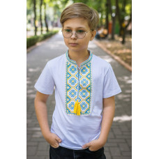 Вышиванка для мальчика 6-14 лет Kosar с коротким рукавом , 122, Белый
