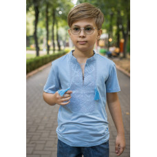 Вышиванка футболка Kosar для мальчика 3-15 лет с коротким рукавом , 98, Голубой