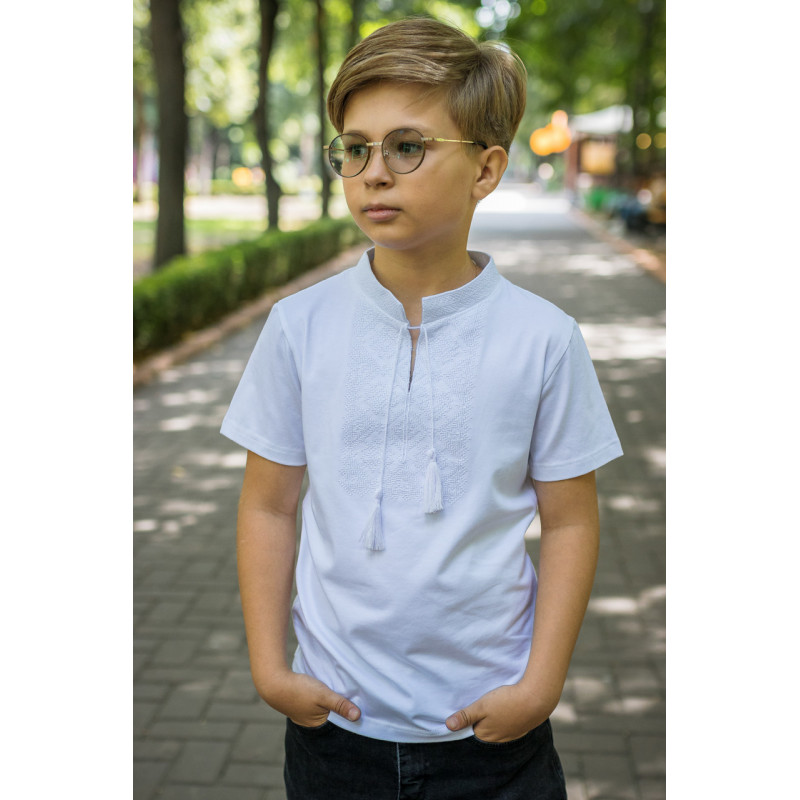 Вышиванка футболка Kosar для мальчика 3-15 лет с коротким рукавом , 98, Голубой