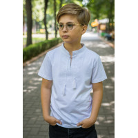 Вышиванка футболка Kosar для мальчика 3-15 лет с коротким рукавом , 164, Белый