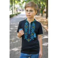 Вышиванка футболка Kosar для мальчика 6-15 лет с коротким рукавом , 122, Темно-синий