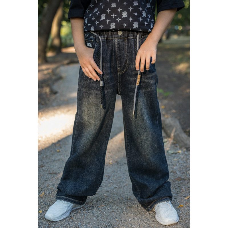 Джинсы Alder багги широкие для мальчика 10-14 лет скейтеры , Черный 160