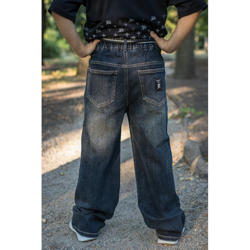 Джинсы Alder багги широкие для мальчика 10-14 лет скейтеры , Синий 152